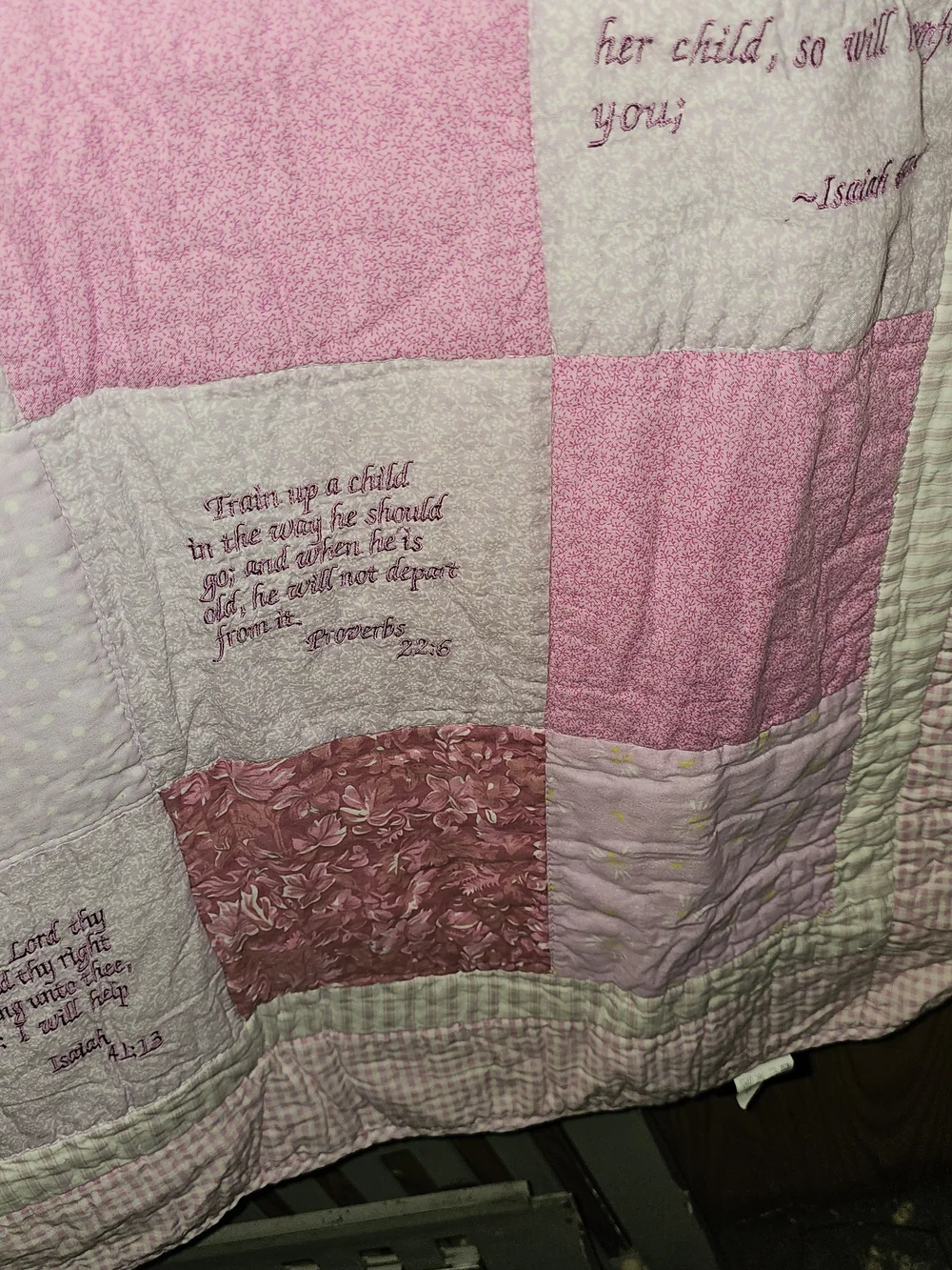 Handmade Pink Patchwork Baby Quilt